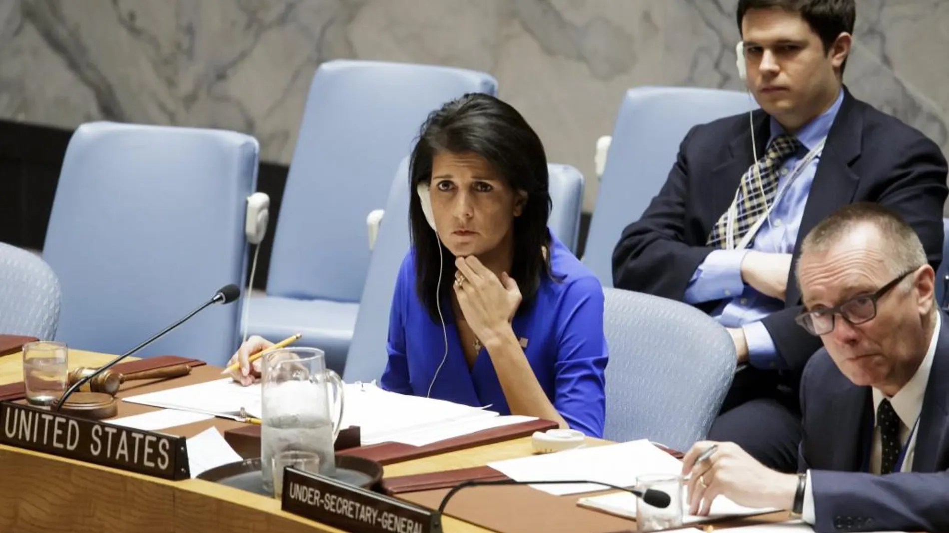 La embajadora estadounidense ante las Naciones Unidas, Nikki Haley, durante una reunión de urgencia del Consejo de Seguridad de la ONU