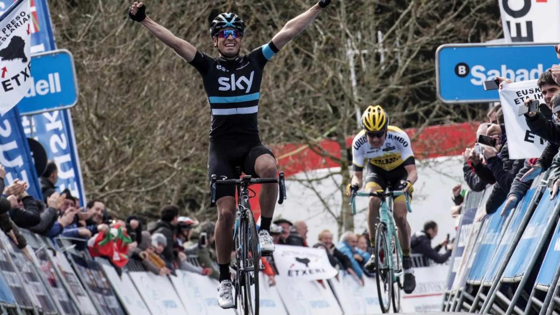 El español Mikel Landa (Sky) se impone vencedor de la segunda etapa de la 56 Vuelta al País Vasco
