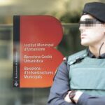 Un agente de la Guardia Civil vigila un edificio del Ayuntamiento de Barcelona