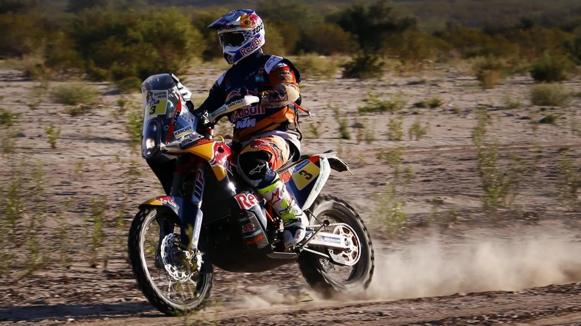 El motociclista australiano Toby Price, del equipo KTM, el martes 12 de enero de 2016, en la novena etapa del rally Dakar 2016