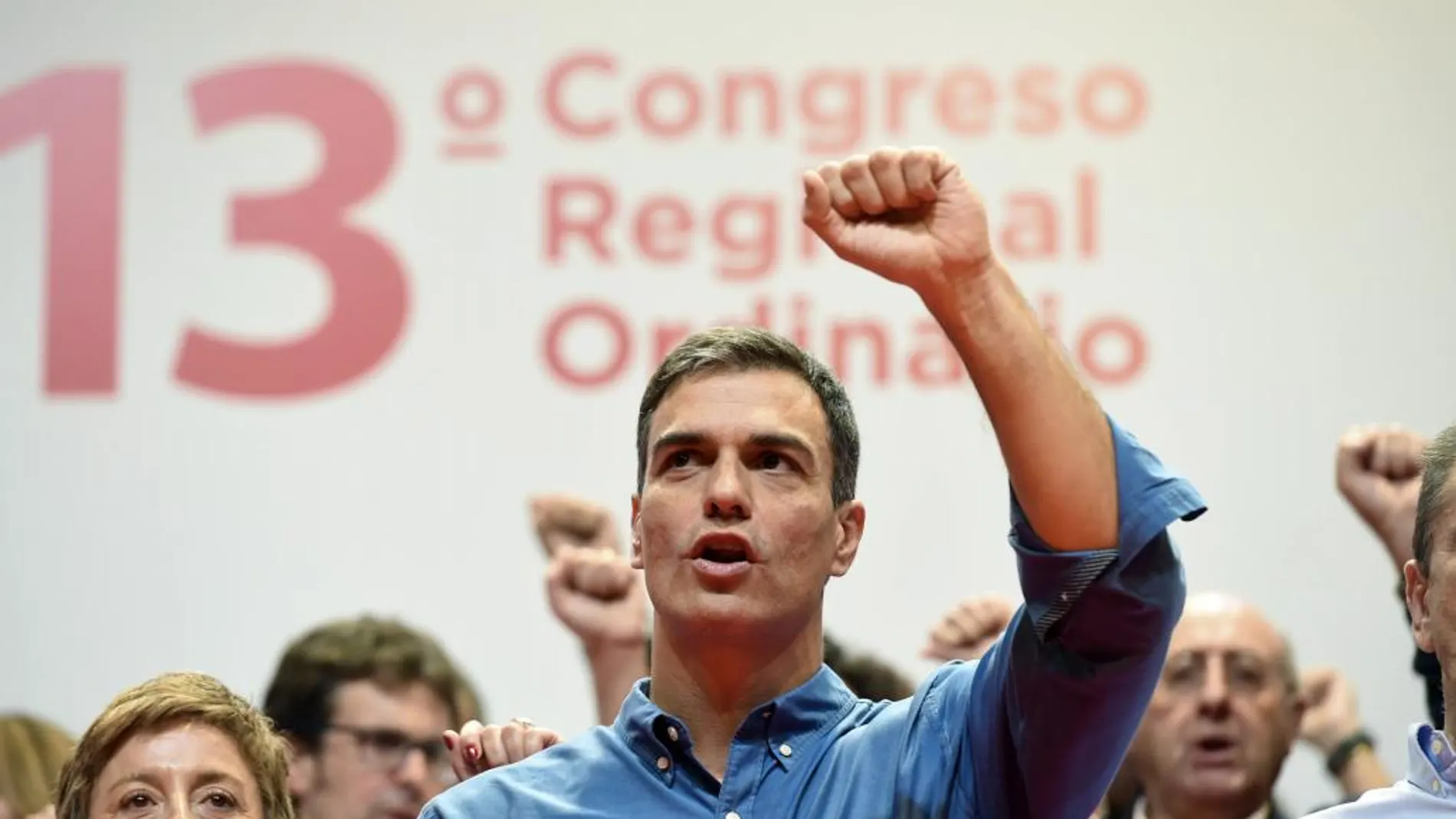 El secretario general del PSOE, Pedro Sánchez, en la clausura del XIII Congreso del PSOE-M que se ha celebrado en Coslada (Madrid)/Efe