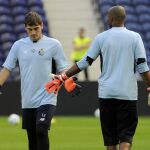 Iker Casillas durante el entrenamiento