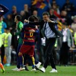 El entrenador del FC Barcelona, Luis Enrique, tras vencer al Sevilla en la final