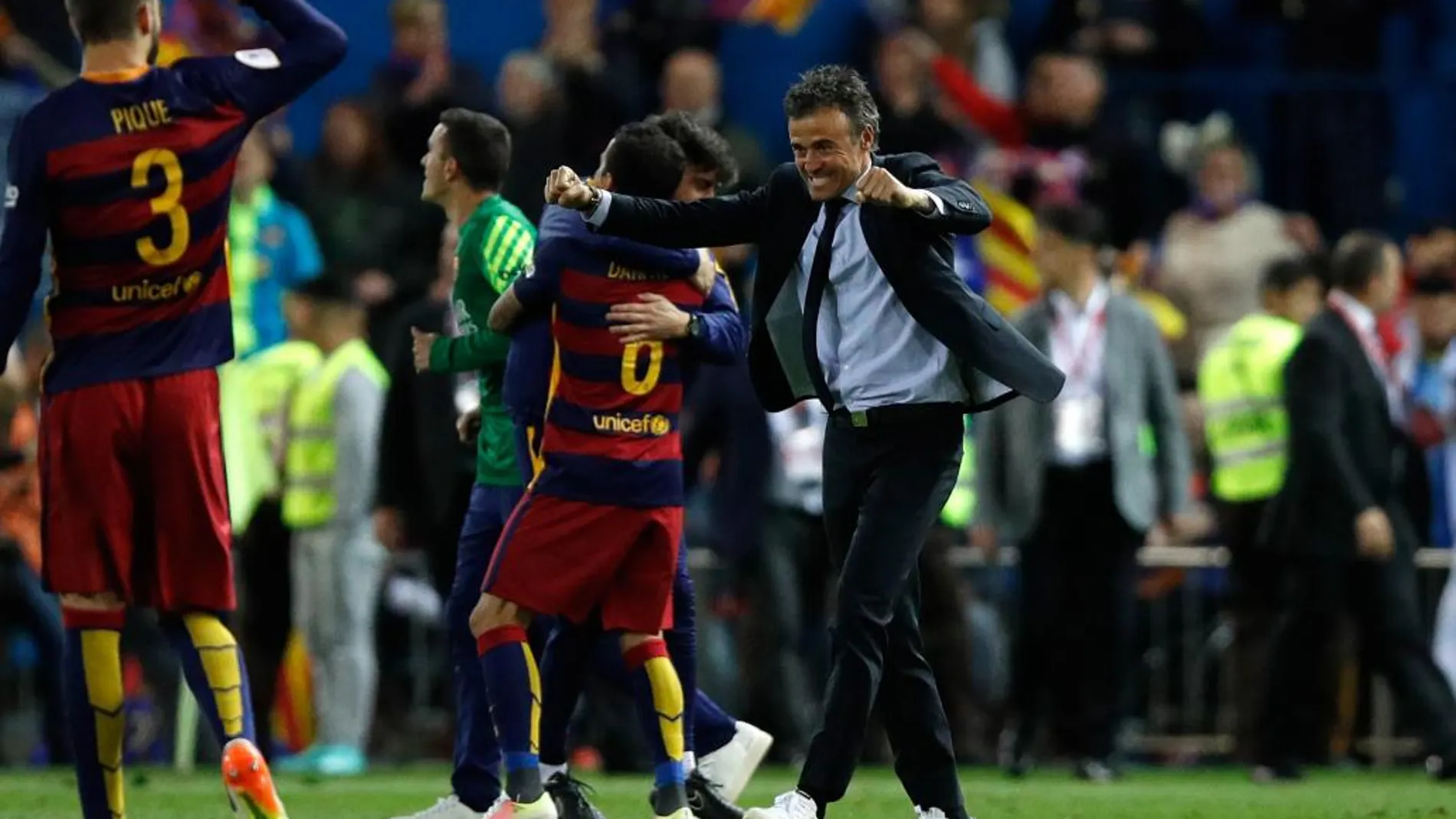 El entrenador del FC Barcelona, Luis Enrique, tras vencer al Sevilla en la final