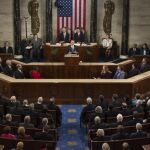 Barack Obama durante el discurso del Estado de la Unión hoy, martes 12 de enero de 2016, en el Capitolio en Washington.