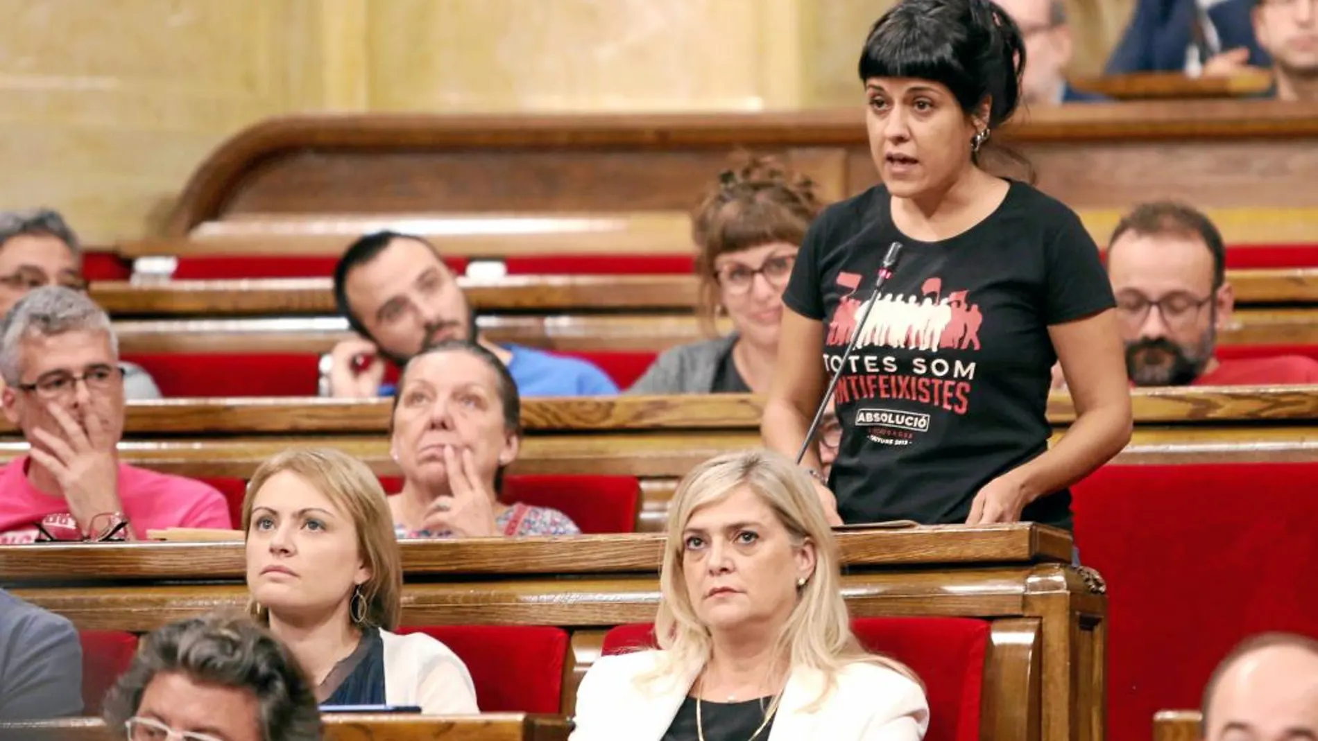 La portavoz de la CUP; Anna Gabriel, esta semana en una de las sesiones del Parlament