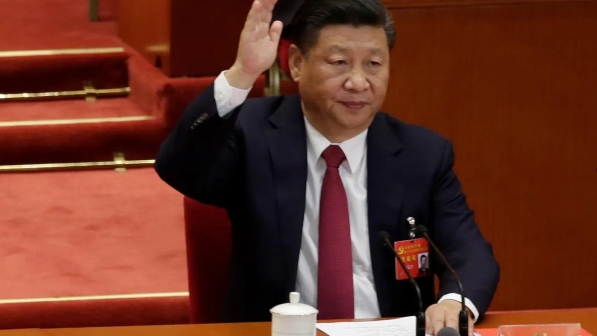 El presidente chino, Xi Jinping en el cierre del XIX Congreso Nacional del Partido Comunista de China en el Gran Palacio del Pueblo en Pekín (China)