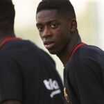 Dembélé durante el entrenamiento en la ciudad deportiva Joan Gamper