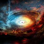 Impresión artística cedida por el Observatorio Nacional Radioastronómico (NRAO) que muestra una impresión artículo del corazón de la galaxia NGC 1068. Un equipo internacional de astrónomos cree haber logrado, por primera vez en la historia, imágenes de un agujero negro, según informó en su versión digital National Geographic.