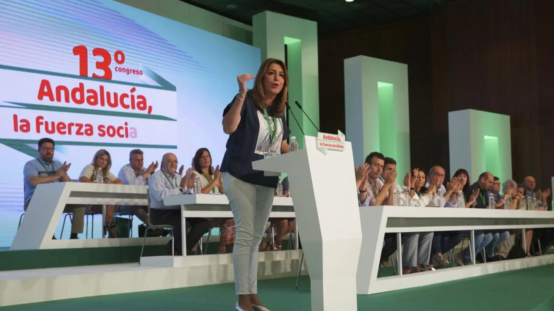 La presidenta andaluza y secretaria general del PSOE-A, Susana Díaz, durante su intervención en el 13 Congreso del PSOE Andaluz