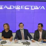 El presidente del Gobierno y del Partido Popular, Mariano Rajoy, preside la reunión hoy de la Junta Directiva Nacional del PP.