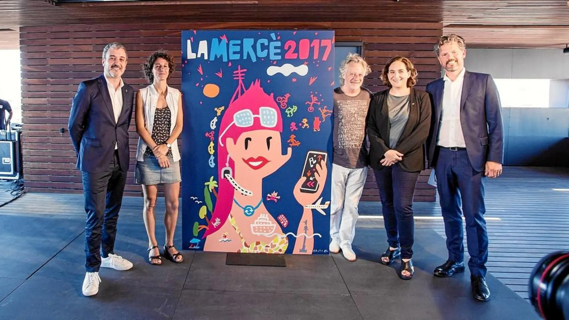 Jaume Collboni, Marina Garcés, Javier Mariscal, Ada Colau y el alcalde de Reykiavic, Daggur B. Eggersson