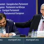 El presidente de la Comisión Europea Jean-Claude Juncker, hoy, durante la presentación del libro blanco sobre el futuro de la Unión Europea.