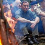 Andrzej Duda, presidente polaco, ayer en un campamento scout en Zolno