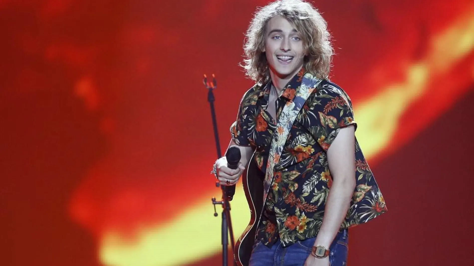 El cantante español Manel Navarro durante los ensayos para la final de Eurovisión