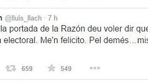 La reacción del cantautor: «Si salgo en la portada de La Razón deber querer decir que he hecho una buena campaña electoral. Me felicito. Por lo demás... miserias. Felices vísperas»