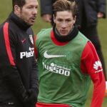 Fernando Torres y Diego Simeone, durante el entrenamiento del pasdado día 9