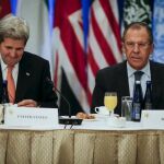 El secretario de Estado de EE UU, John Kerry, y el ministro de Asuntos Exteriores ruso, Sergey Lavrov, durante la reunión en Nueva York
