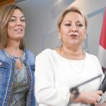 La vicepresidenta Rosa Valdeón y la consejera Milagros Marcos, antes de explicar los acuerdo del Consejo