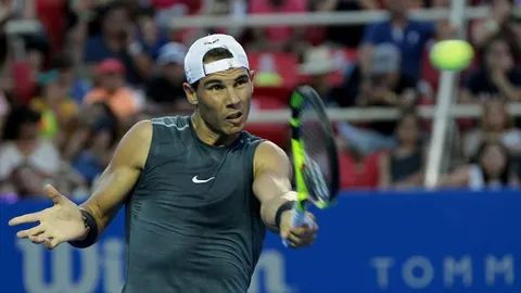 Nadal entrena el 26 de febrero de 2017, antes del Abierto Mexicano de Tenis