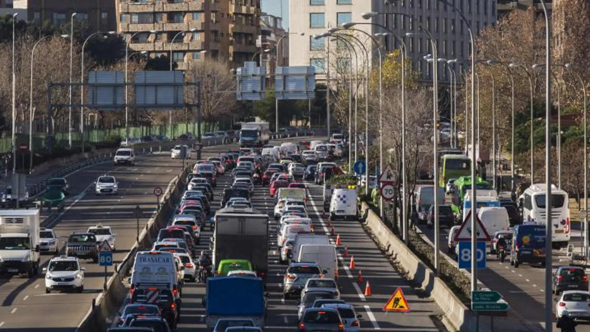 Atasco en la A-2 de Madrid.