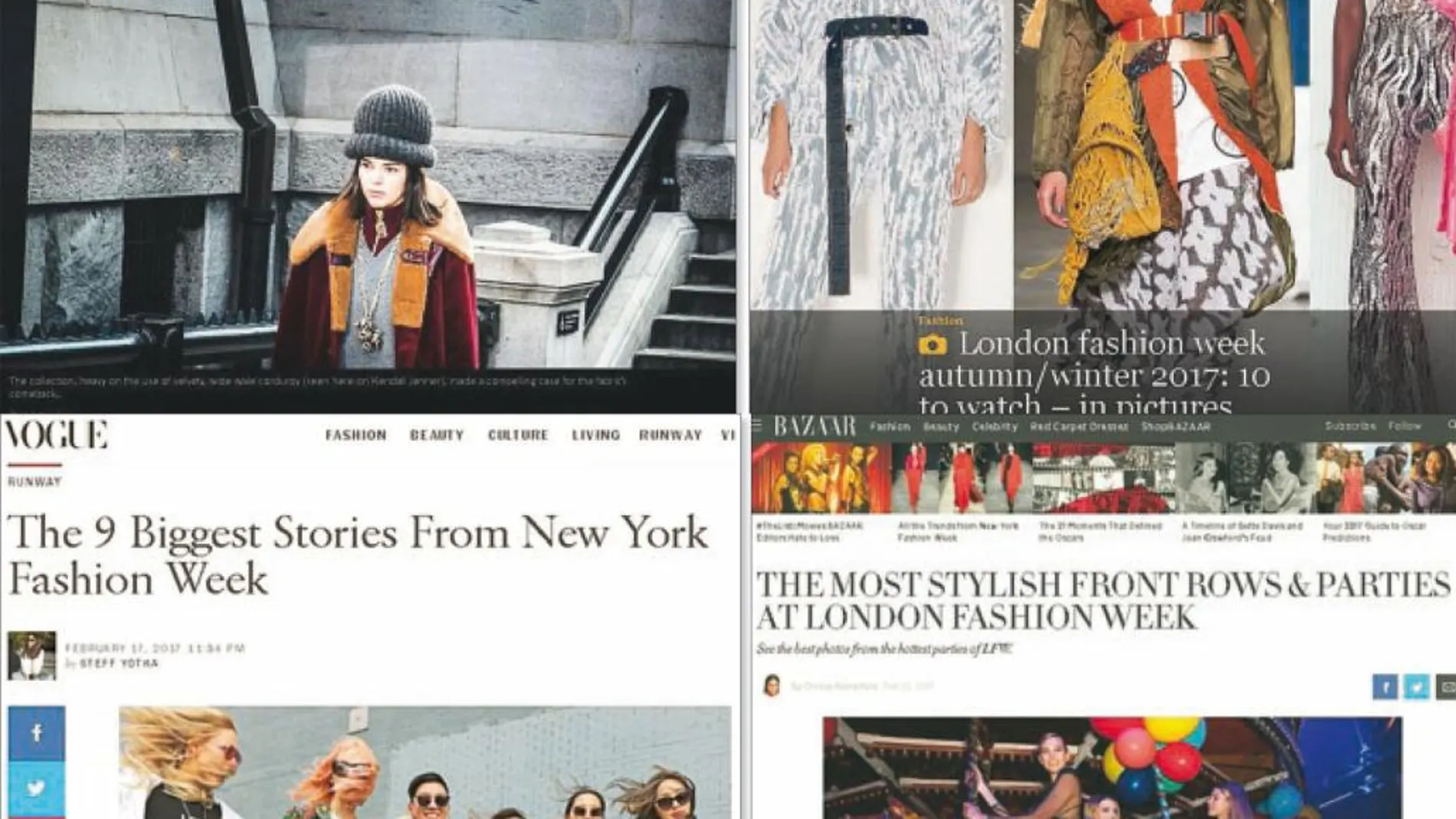 NINGUNA COBERTURA. «The New York Times», «The Guardian», «Vogue» y «Harper’s Bazaar» se hicieron eco en sus «webs» de las semanas de la moda de Londres y Nueva York, pero no de Madrid