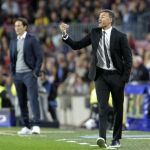 El entrenador del FC Barcelona Luis Enrique durante el partido