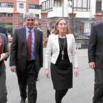 María José Salgueiro, Juan Francisco García Marín, Ana Pastor y Antonio Silván, ayer en León