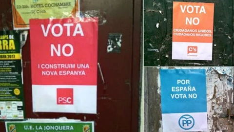 Varias localidades catalanas han amanecido con carteles falsos de Ciudadanos, el PSC y el PP a favor de votar 'no' en el referéndum del 1 de octubre