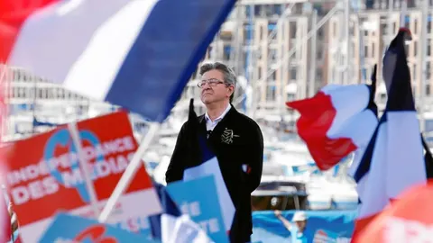 El izquierdista Mélenchon, durante un acto de campaña en Marsella
