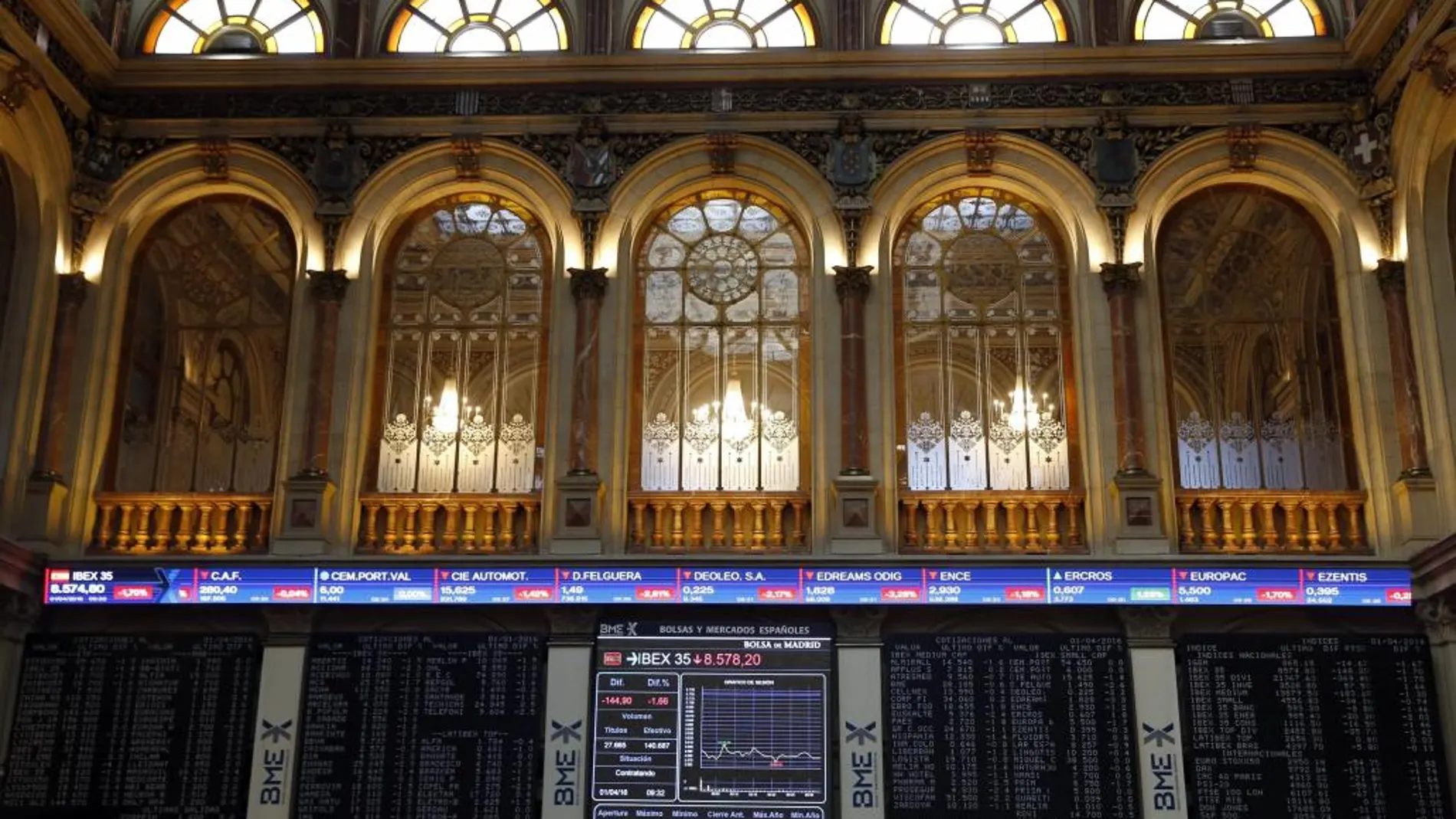Paneles informativos de la Bolsa de Madrid