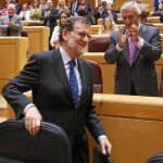 Rajoy, ayer, en la sesión de control al Gobierno en el Senado