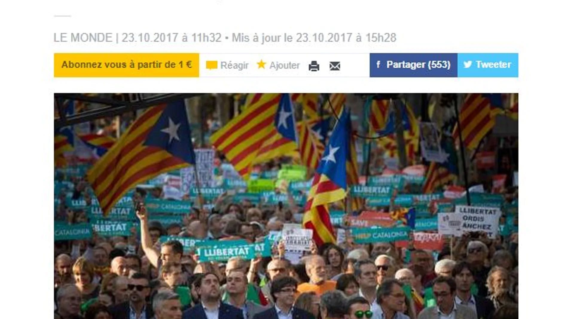 El durísimo editorial de «Le Monde» contra los independentistas