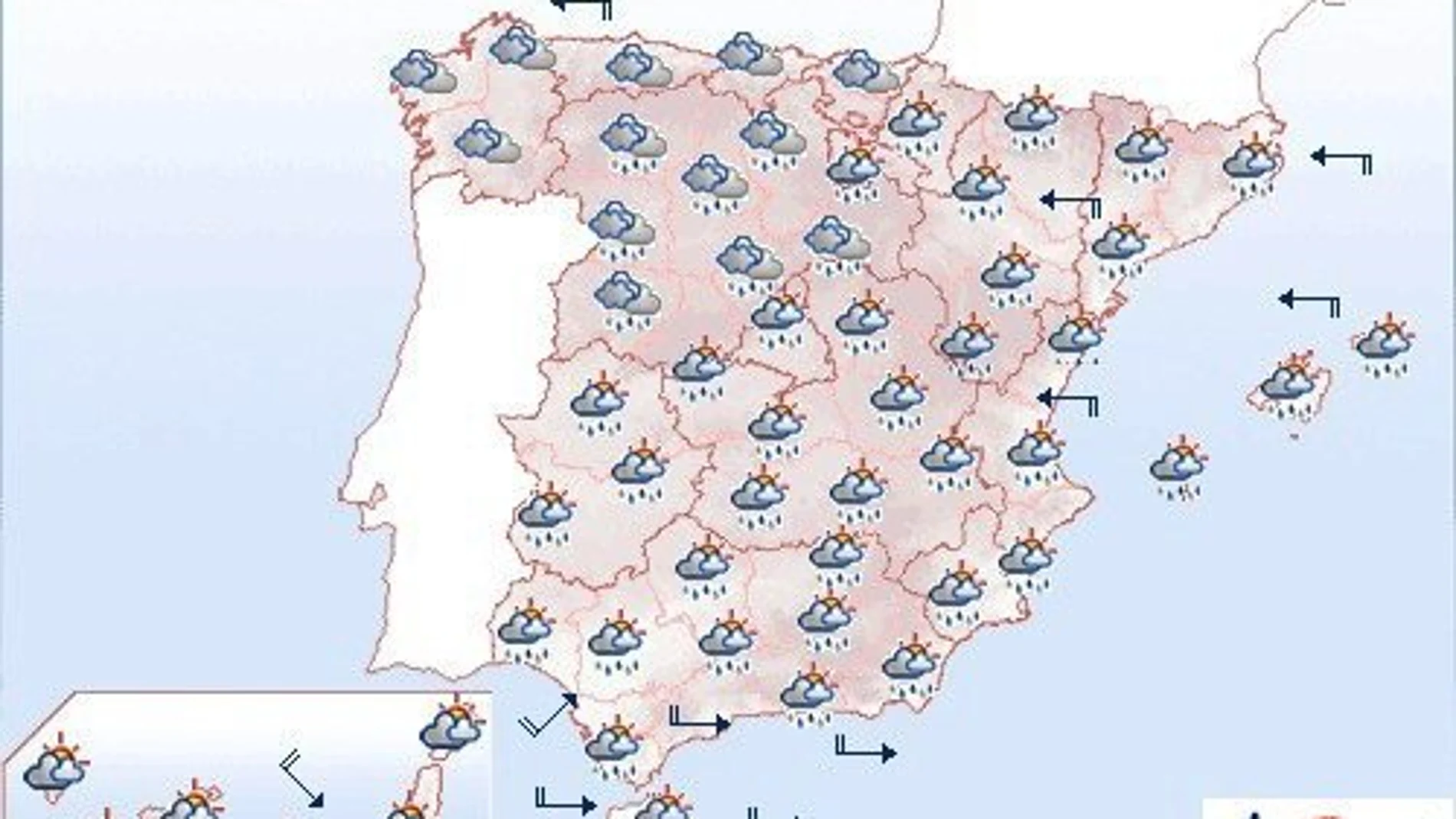 España en alerta por lluvia y viento,en especial el este peninsular