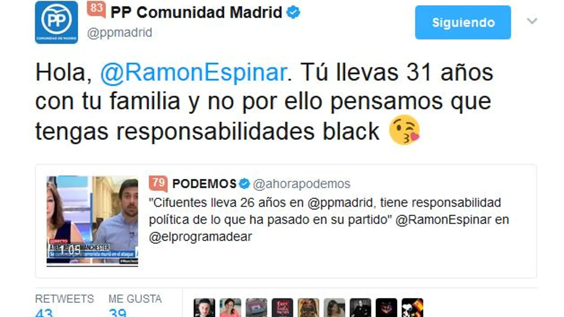 ‘Zasca’ del PP de Madrid a Ramón Espinar