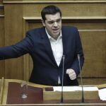 El primer ministro griego, Alexis Tsipras, durante su intervención ante el parlamento de Grecia