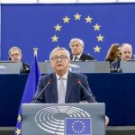 El presidente de la Comisión Europea, Jean-Claude Juncker, preside el debate del estado de la Unión en Eurocámara en Estrasburgo (Francia)