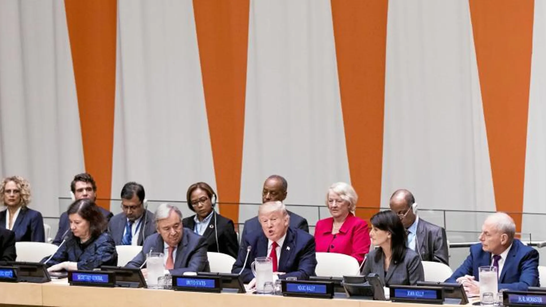 El presidente de EE UU, Donald Trump, y el secretario general de la ONU, Antonio Guterres, en la reunión previa a la Asamblea que se inaugura hoy