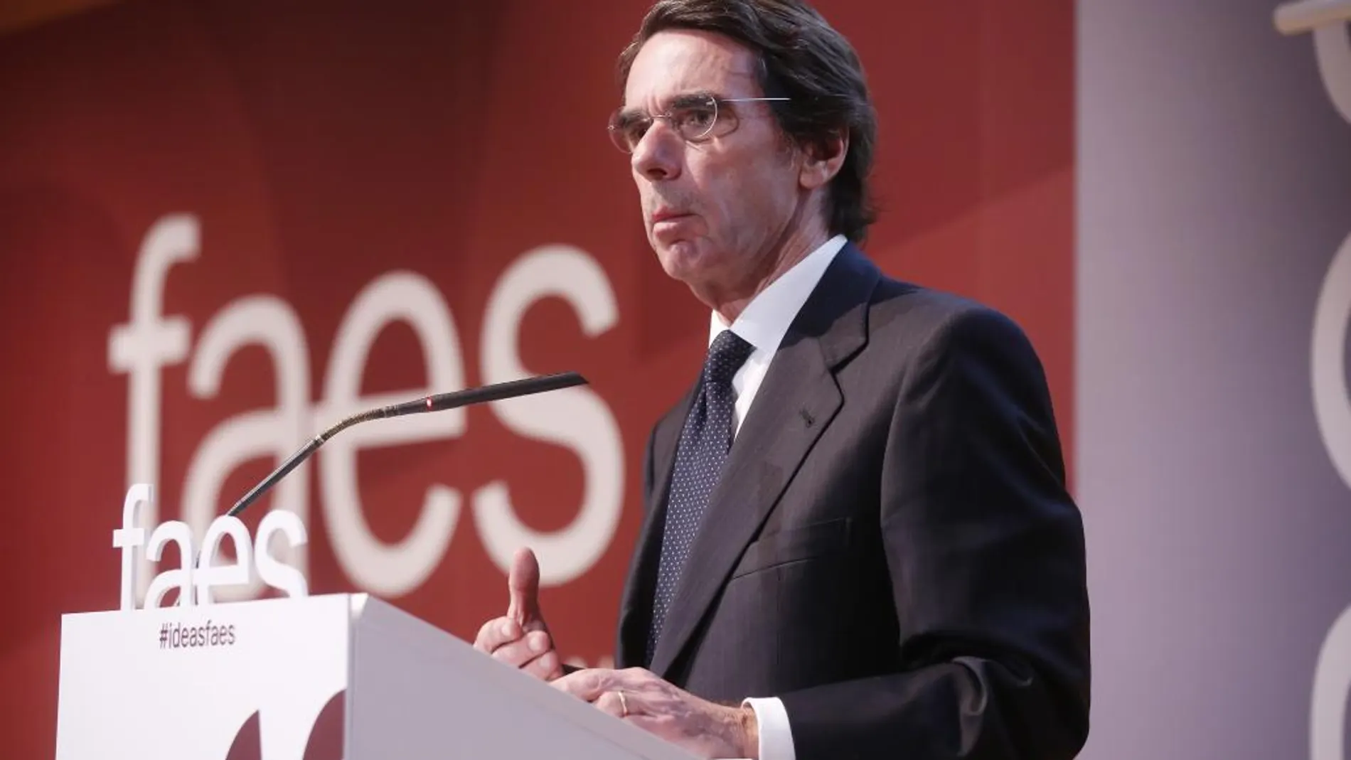 El eJosé María Aznar durante la clausura del acto "Ideas para la sociedad española"