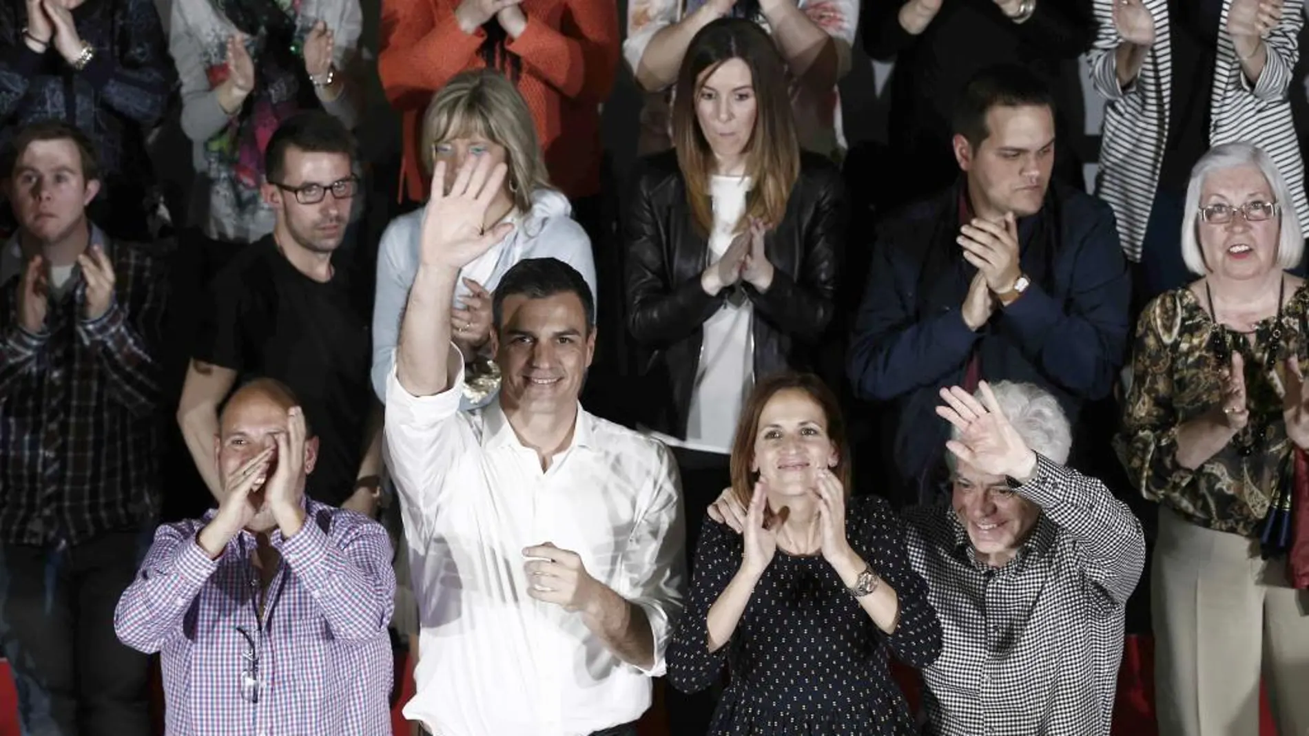 El secretario general del PSOE, Pedro Sánchez en un acto político de precampaña