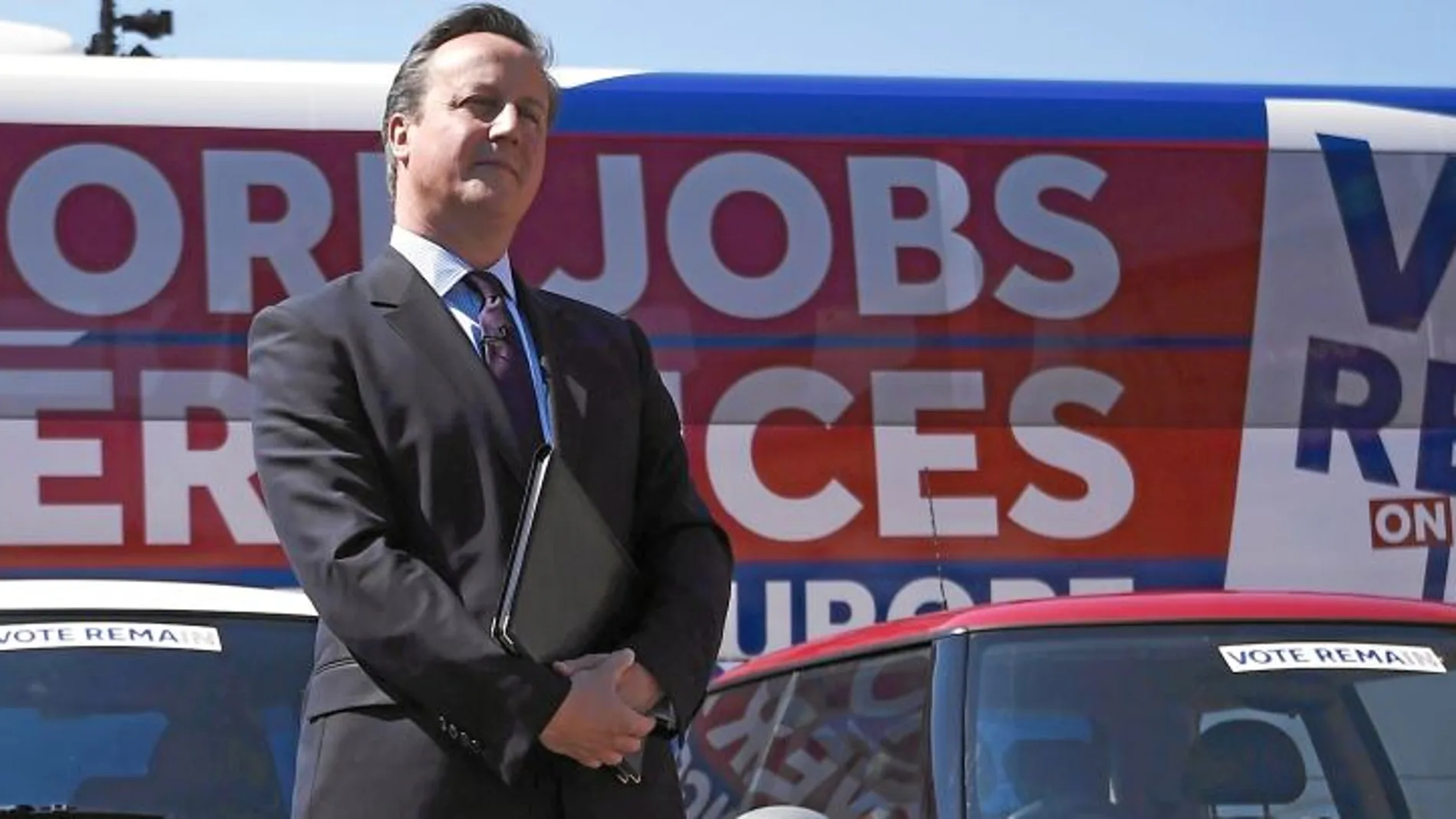 El primer ministro británico, David Cameron, ayer, en un acto de campaña sobre el «Brexit» en Londres