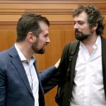 Los portavoces del PSOE e IU en las Cortes, Luis Tudanca y José Sarrión