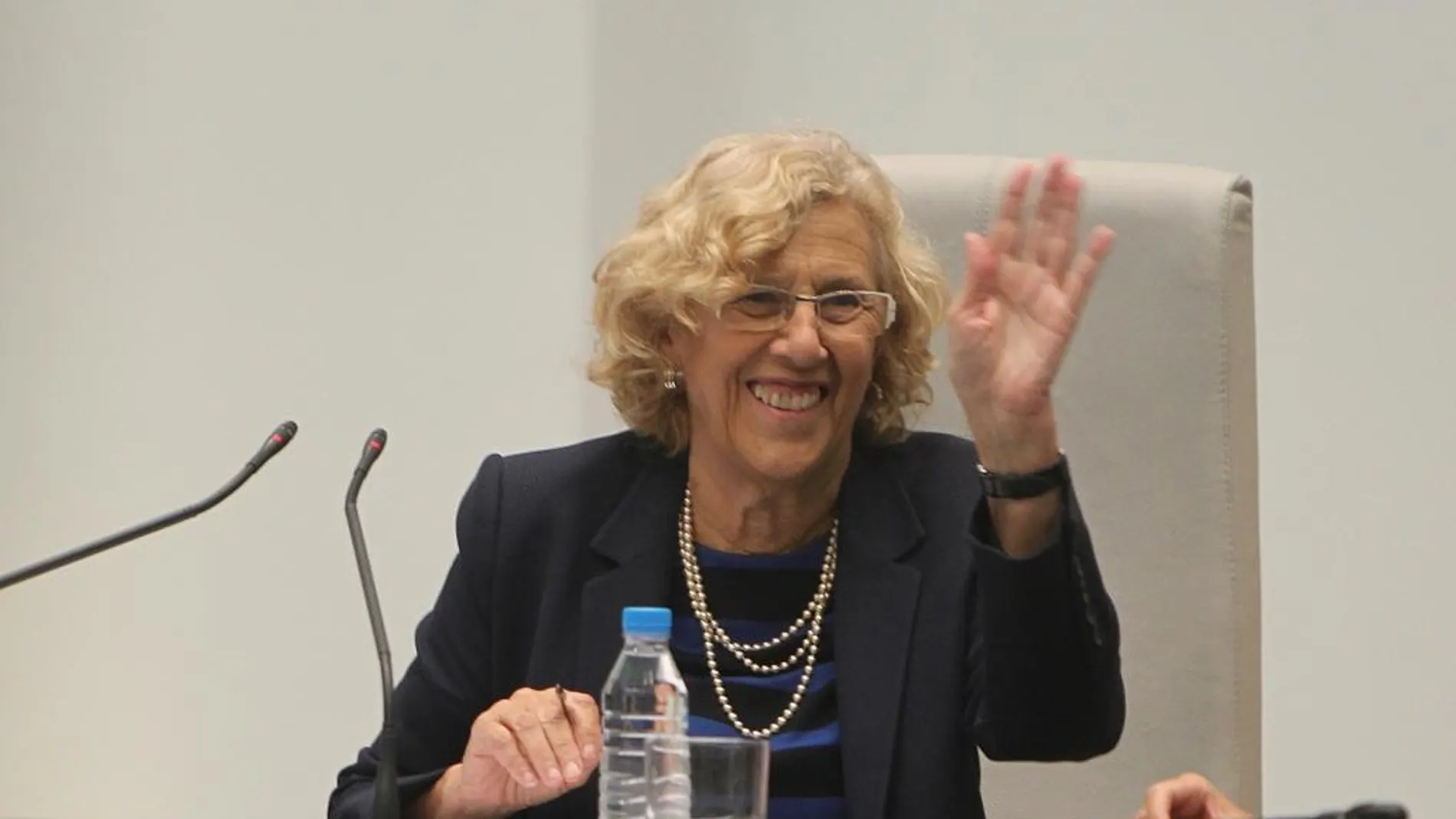 Manuela Carmena en el pleno del Ayuntamiento de Madrid, en una imagen de archivo.