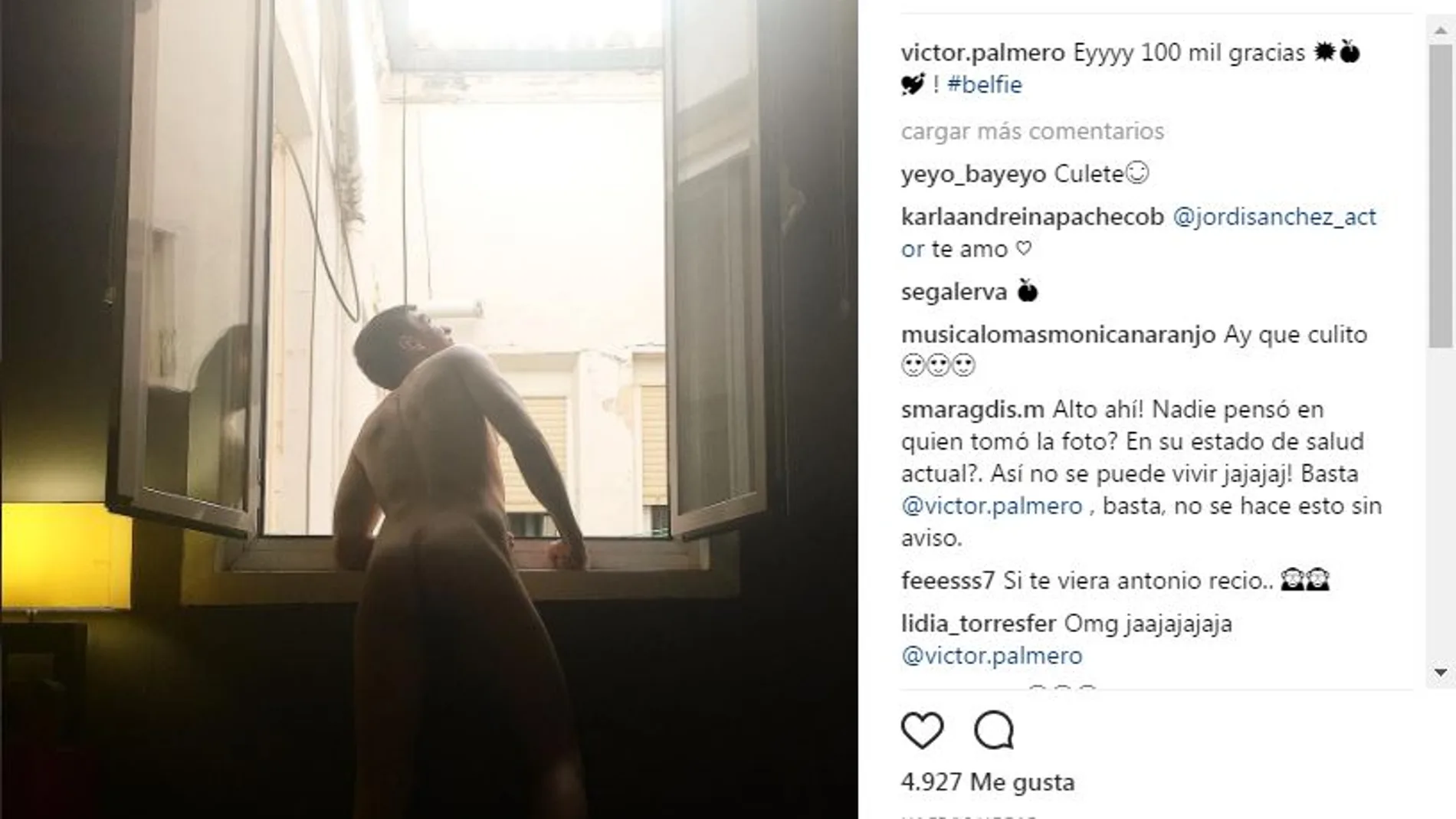 Víctor Palmero se desnuda en Instagram para celebrar sus 100.000 seguidores
