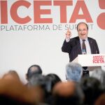 El candidato del PSC a la presidencia de la Generalitat, Miquel Iceta, durante el acto de presentación de la plataforma de apoyo a su candidatura.