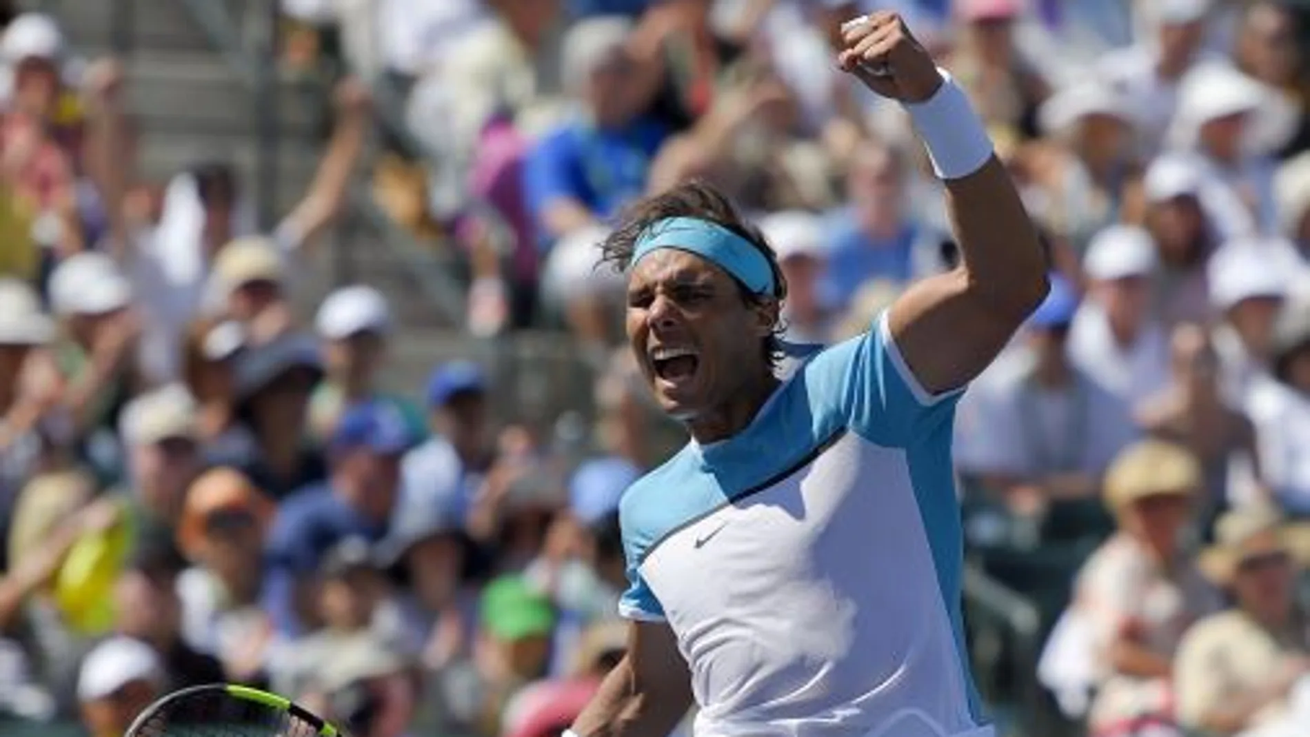Rafael Nadal celebra su victoria ante Kei Nishikori
