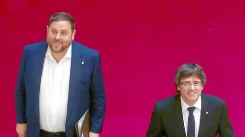 Junqueras y Puidemont en el Parlament durante un pleno que se celebró el pasado dos de febrero