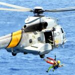 Un helicóptero Super Puma, como el siniestrado, en un ejercicio de salvamento marítimo