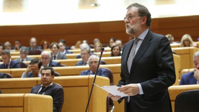 El presidente del Gobierno durante su intervención en el Pleno del Senado