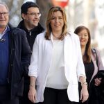 La presidenta andaluza, Susana Díaz, a su llegada esta mañana a la sede del PSOE donde se reúne hoy el Comité Federal del partido